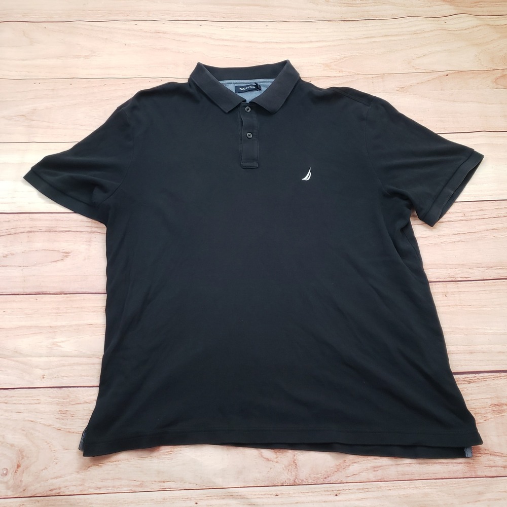 Nautica Polo Shirt Mens XL Black Short‎ Sleeve Classic Casual Everyday Adult